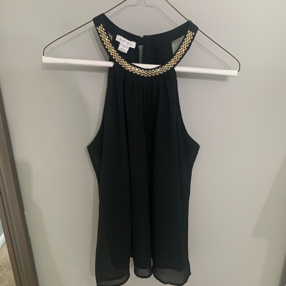 Black Tank with Neck Detailing